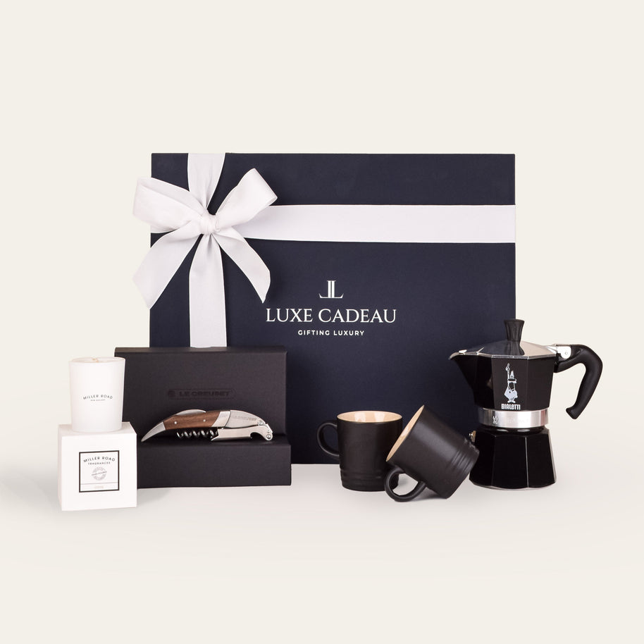 Luxe Cadeau A Place Called Home gift box in navy packaging.