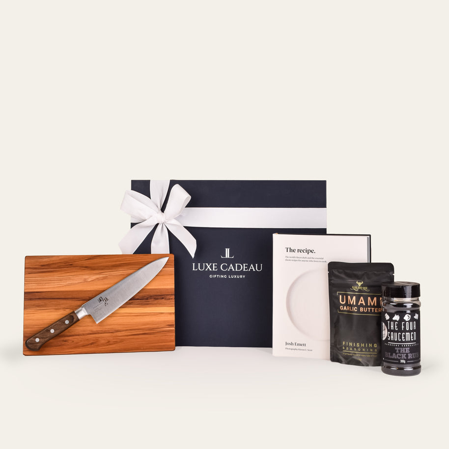Luxe Cadeau Fine Cut gift box in navy packaging.