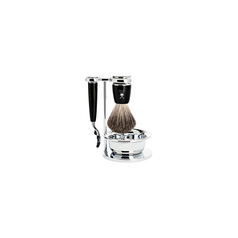Shaving Set, Black, Badger Brush and Bowl | MUHLE